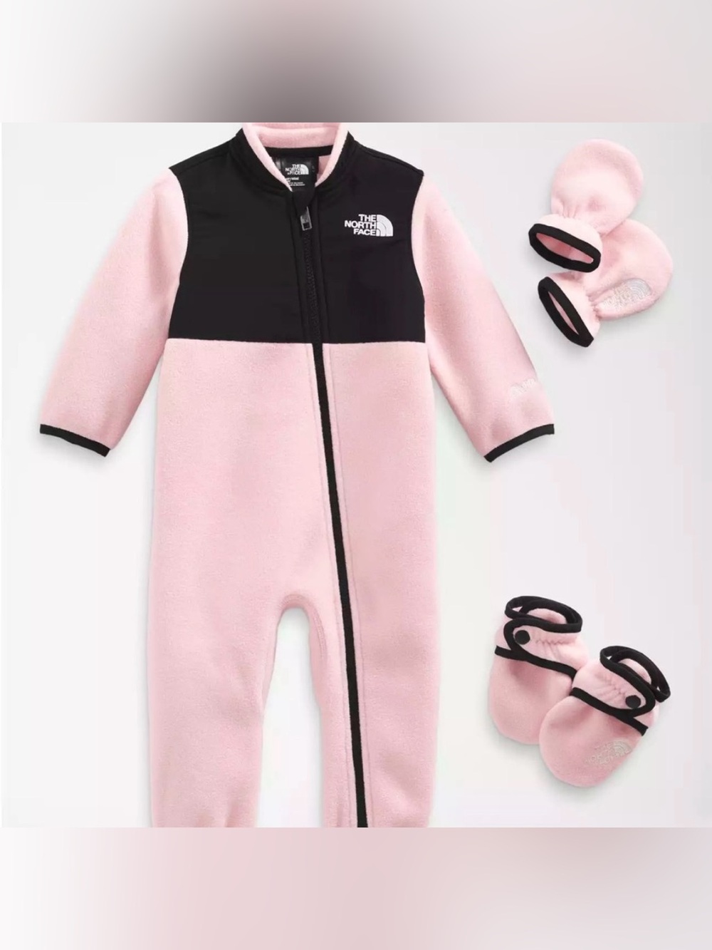 THE NORTH FACE BABY DENALI ONE PIECE SET PINK & BLACK 3-6 months *So Adorable*